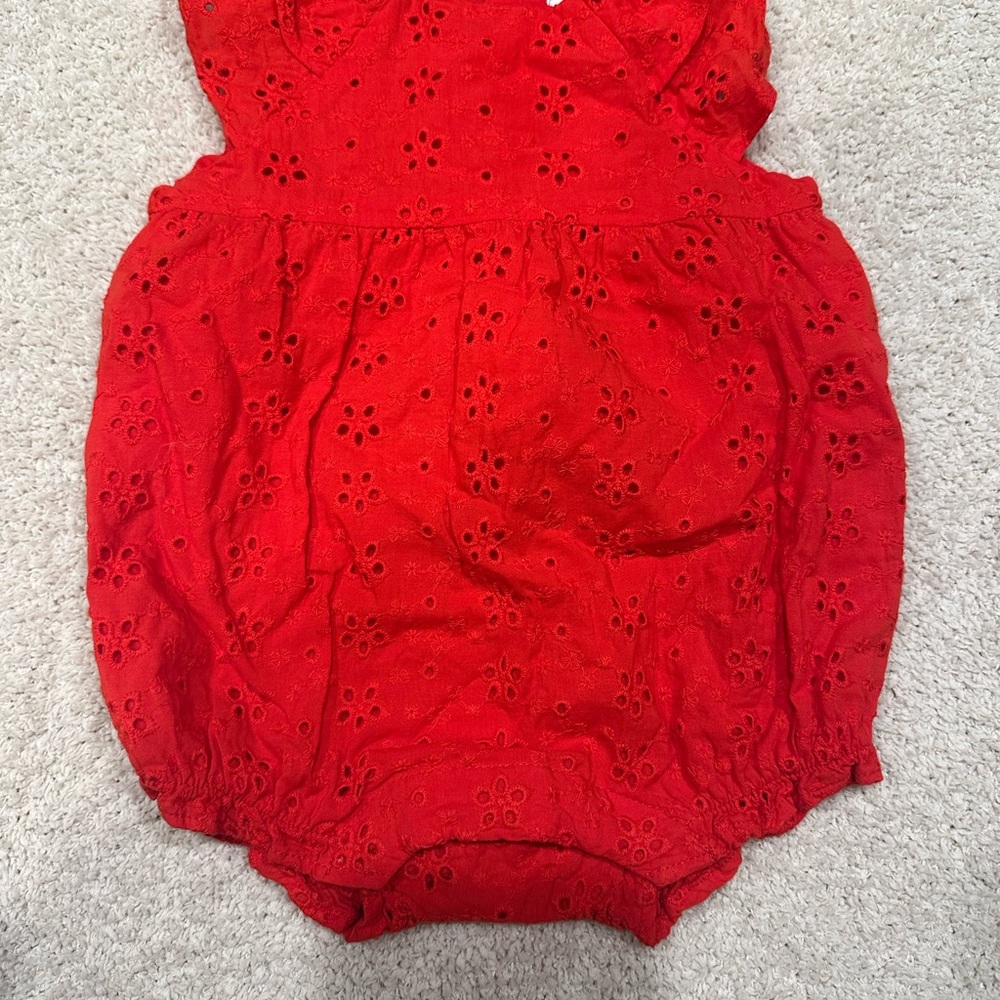 Janie and Jack Vibrant Red Baby Romper
